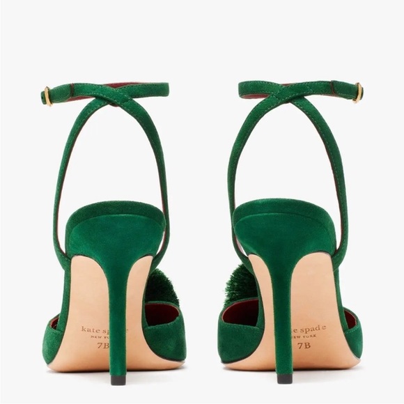 ♠️kate spade Amour Pom Pumps, Arugula Green NIB - Picture 6 of 15
